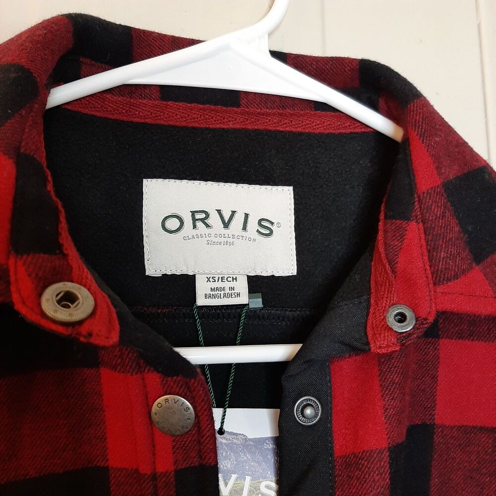 NEW Orvis Pinnacle Shirt Jacket Red Women XS Fleece Lined Shacket Buffalo Plaid - Picture 5 of 12